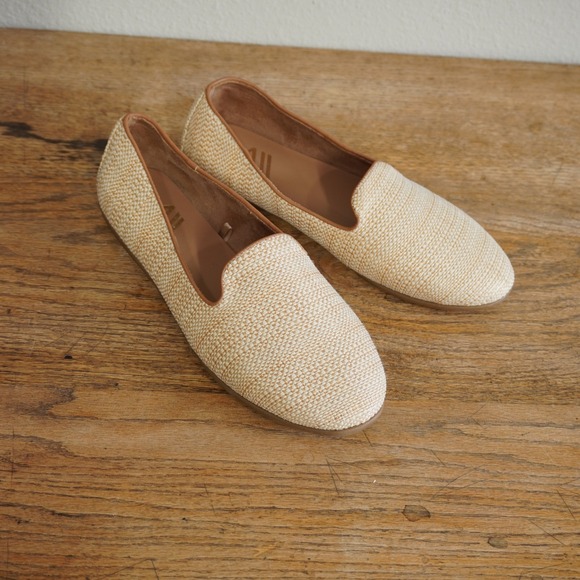 AEROSOLES Shoes - Aerosoles Women Size 10 Beige Flat Tan Woven Raffia Loafers Smoking Slipper Shoe